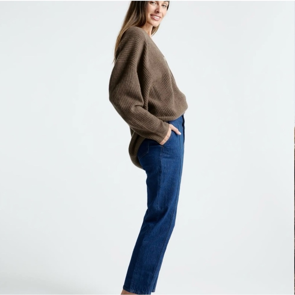 NWOT Quince Brown Mongolian Cashmere Oversized Boyfriend Cardigan Sweater Size S - Picture 5 of 12